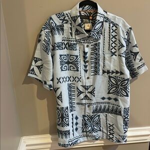 Quicksilver Men’s Waterman Collection Hawaiian Print Shirt Blue NWT Large